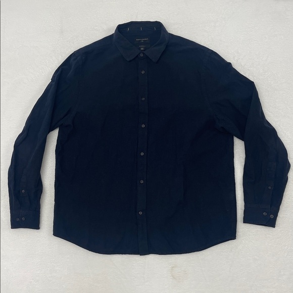 Banana Republic Other - Banana Republic Untucked Fit Linen Long Sleeve Button Shirt Navy Blue Sz XL